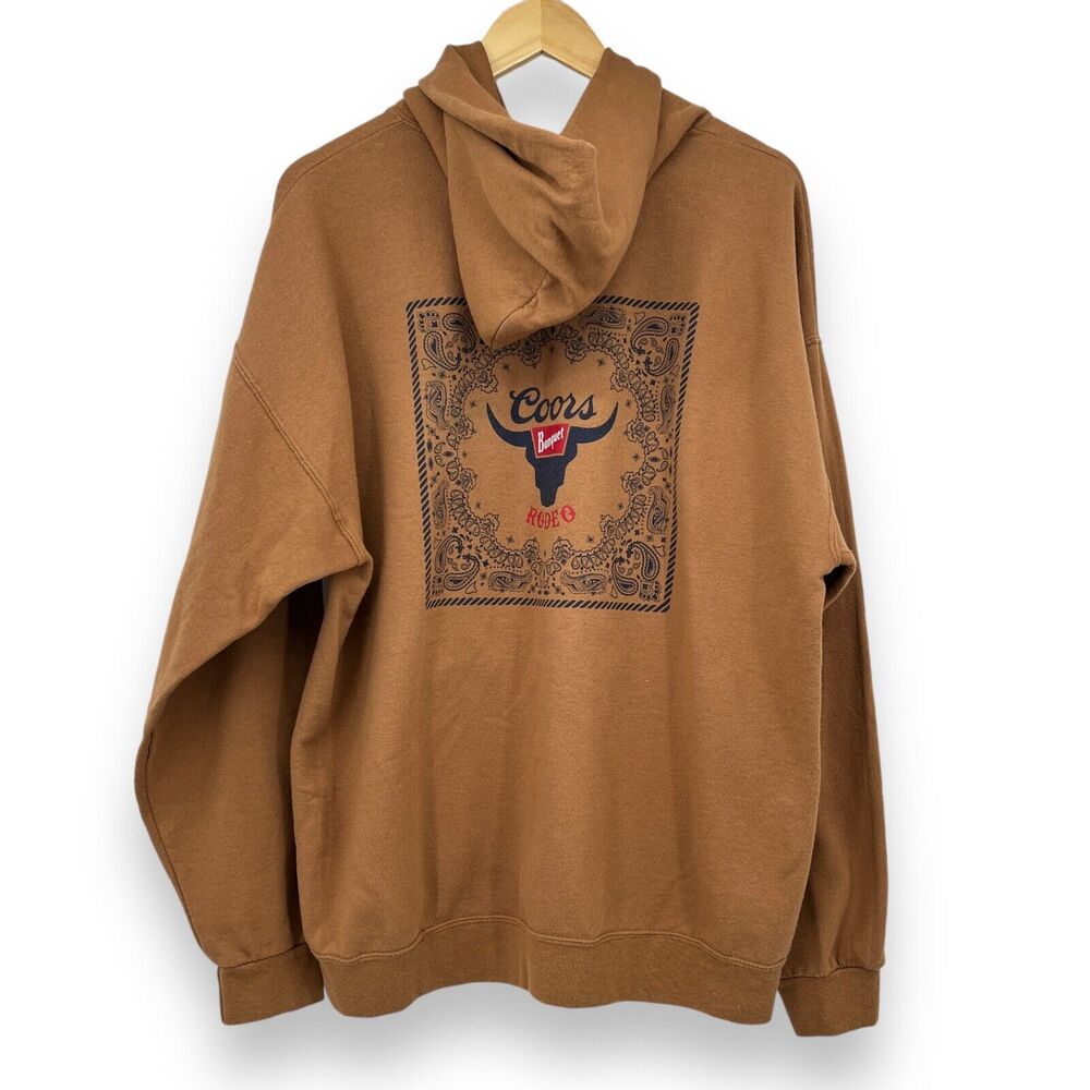 Brew City Coors Banquet Bandana Hooded Sweatshirt Brown Men's XL